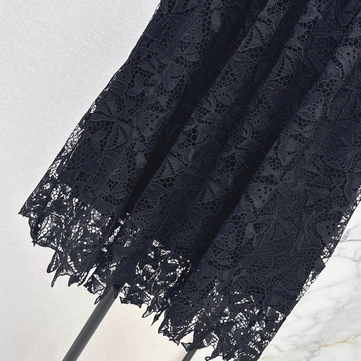 2026Women Butterfly Lace Midi Skirt Elastic High Waist Pleated Flowy A Line Long Skirt lyt2671443
