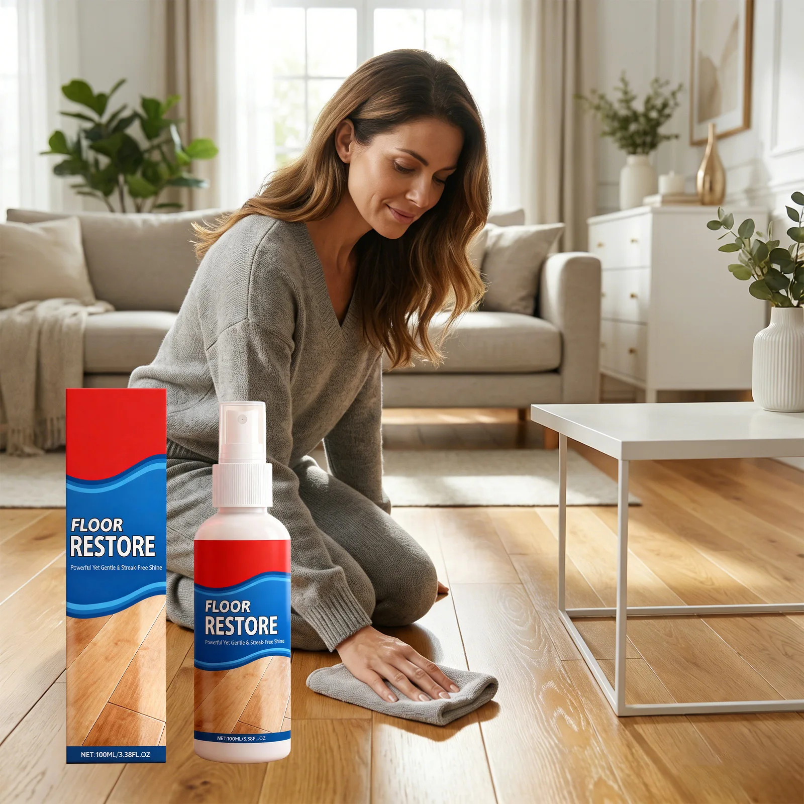 100ml Floor Restore Spray Wood Floor Polisher Protector Revives Dull Hardwood Floors Conceals Scratches Adds Shine for Home