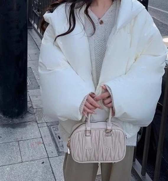 Winter Design-style Hooded Warm Poncho with Batwing Sleeves and Down Jacket