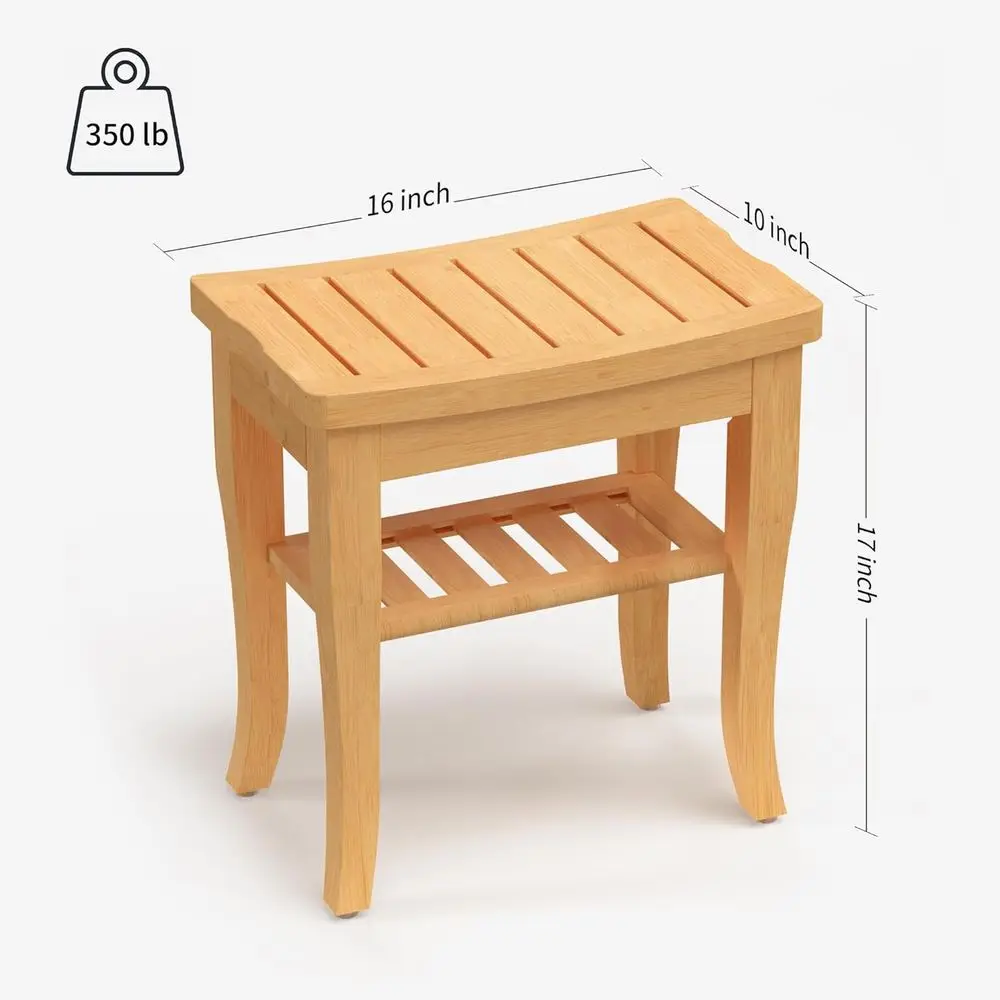 Banco de Chuveiro Estilo Spa em Bambu com Armazenamento para Uso Interno e Externo, Ideal para Adultos e Idosos