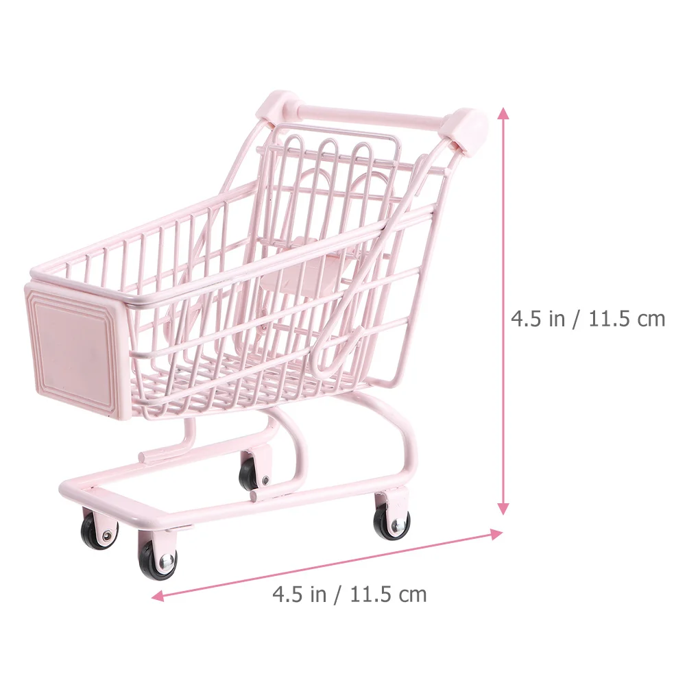 Small Shopping Cute Desk Miniature For Office Home Decor Kids Pretend Play Grocery Organizing Small Shopping Trolley Accessory
