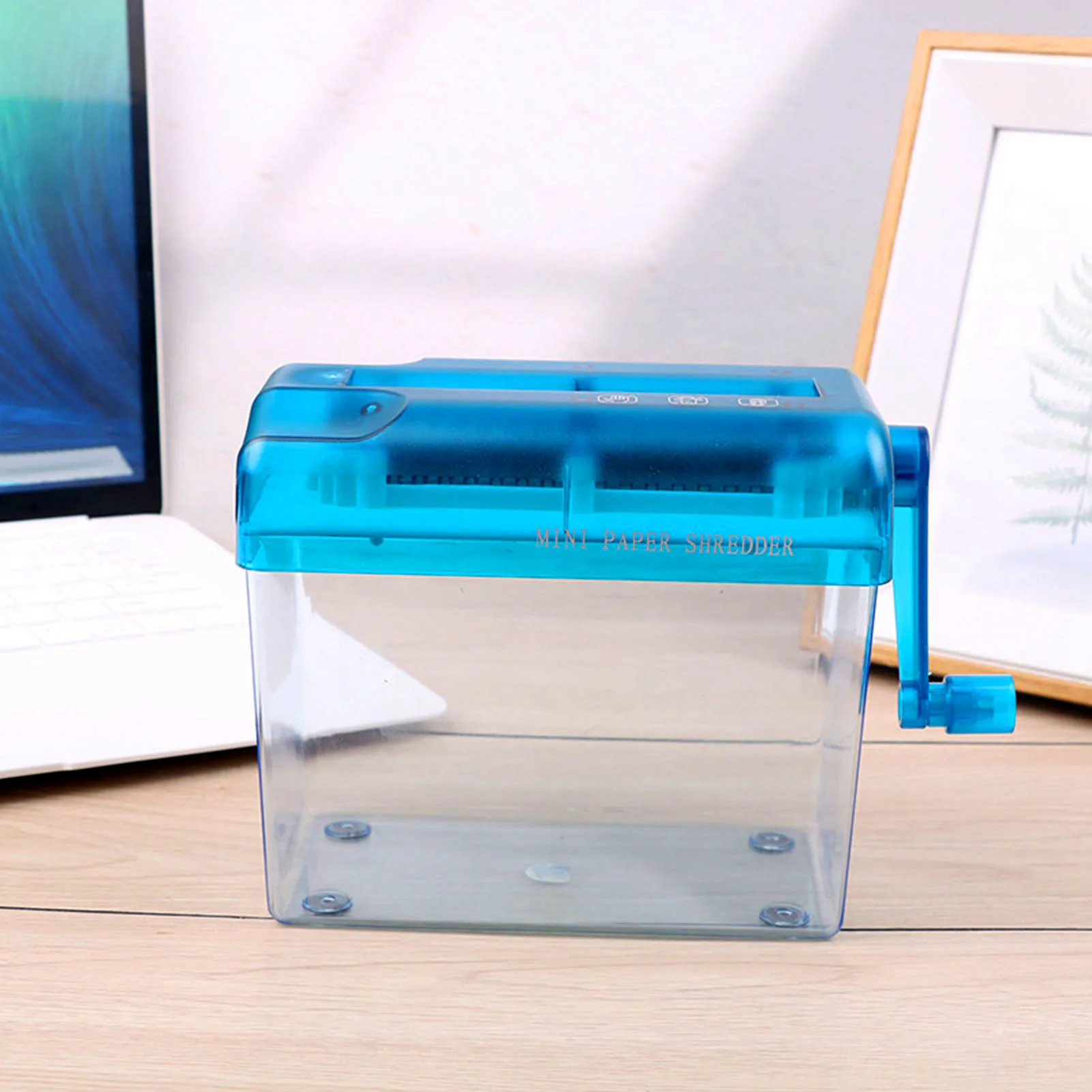 Manual Shredder 1 Liter Strip Cut Manual Shredder Machine Non Slip Base Compact Portable Suitable Office Home No Power Required