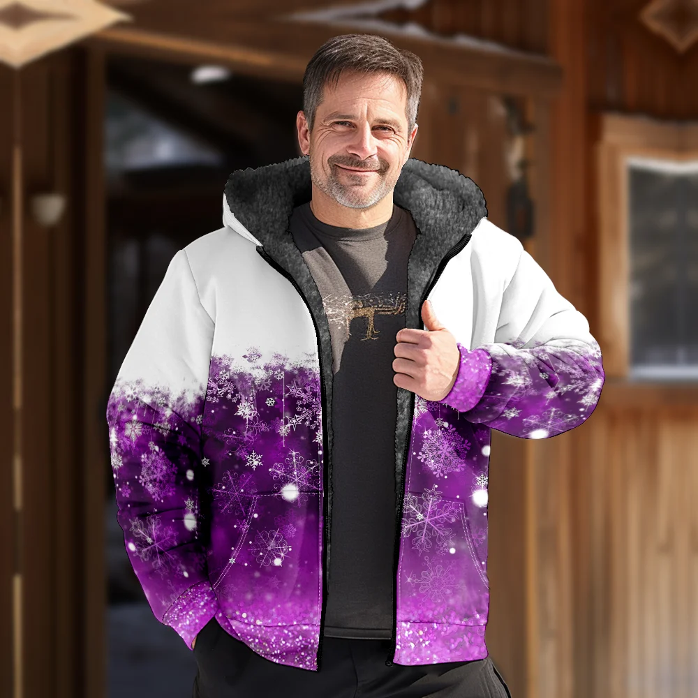 Casacos de jaquetas de inverno masculinos, casaco de algodão com padrão vintage de floco de neve portátil para praia ao ar livre