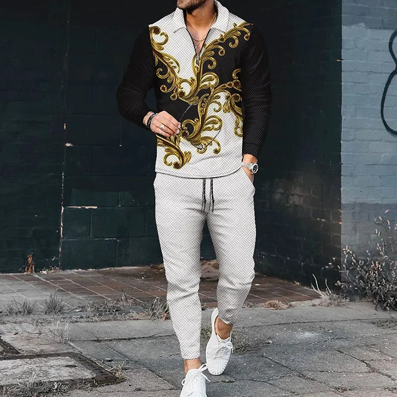 Men's Spring and Autumn new Multi-colored Long Sleeve Pants Casual Suit
