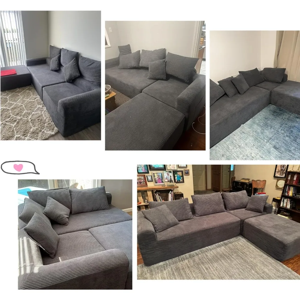 Современный секционный диван с L-образным шезлонгом, модульный диван с глубоким сиденьем для гостиной и спальни, удобная мягкая мебель