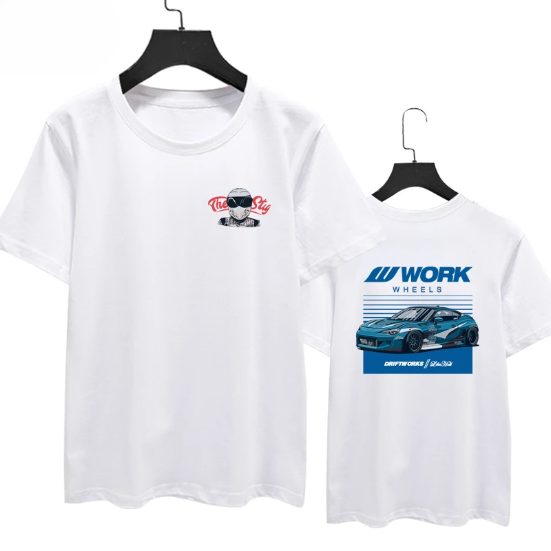 

Modified Car Twisted Tooth Shock-resistant T-shirt Men Summer Comfortable Loose Short-sleeved Cotton Crew Neck Top Men Clothing