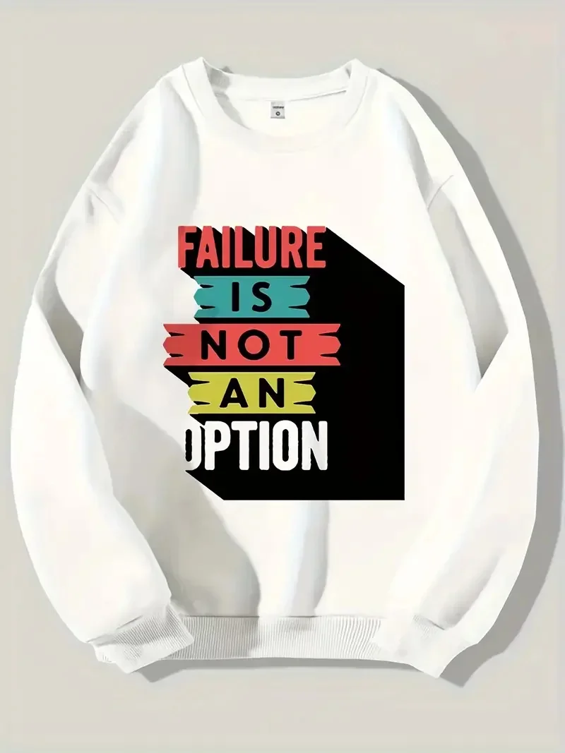 Men Failure Is Not an Option Print Hooded Trendy Sweatshirt Designer Fleece Hoodies for Male Warm Casual Pullover Clothing