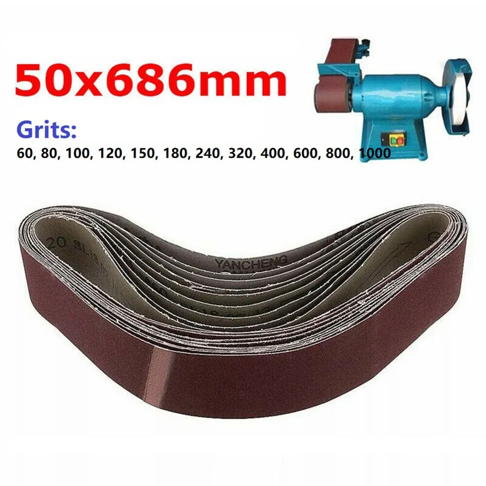 

686*50mm Abrasive Belt Aluminum Oxide Sanding Belts 80-1000 Grits Sander Metal Polishing Wood Working Tools Grinder Accessories