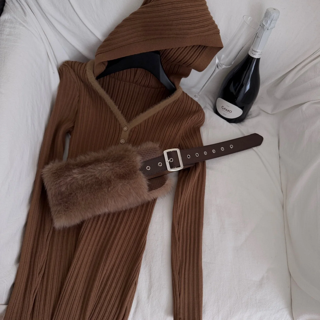 Outono inverno novo estilo de lã de malha com capuz vestido longo com decote em v retalhos cashmere camisola vestido fino ajuste base camada vestido c180