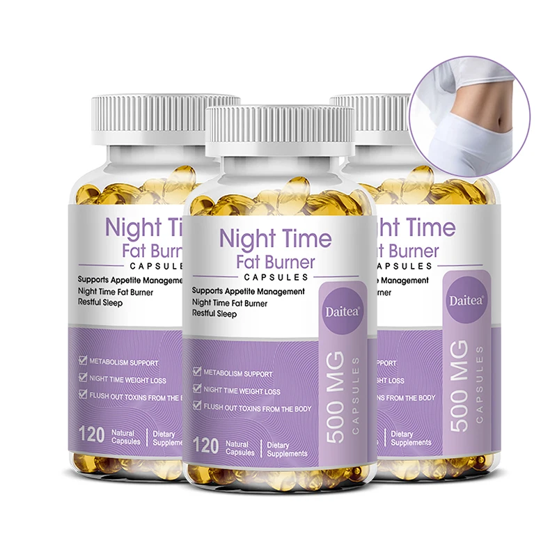 Nighttime Fat Burner, Boosts Metabolism, Weight Management, Improves Sleep - 500 Mg Serving, 120 Capsules