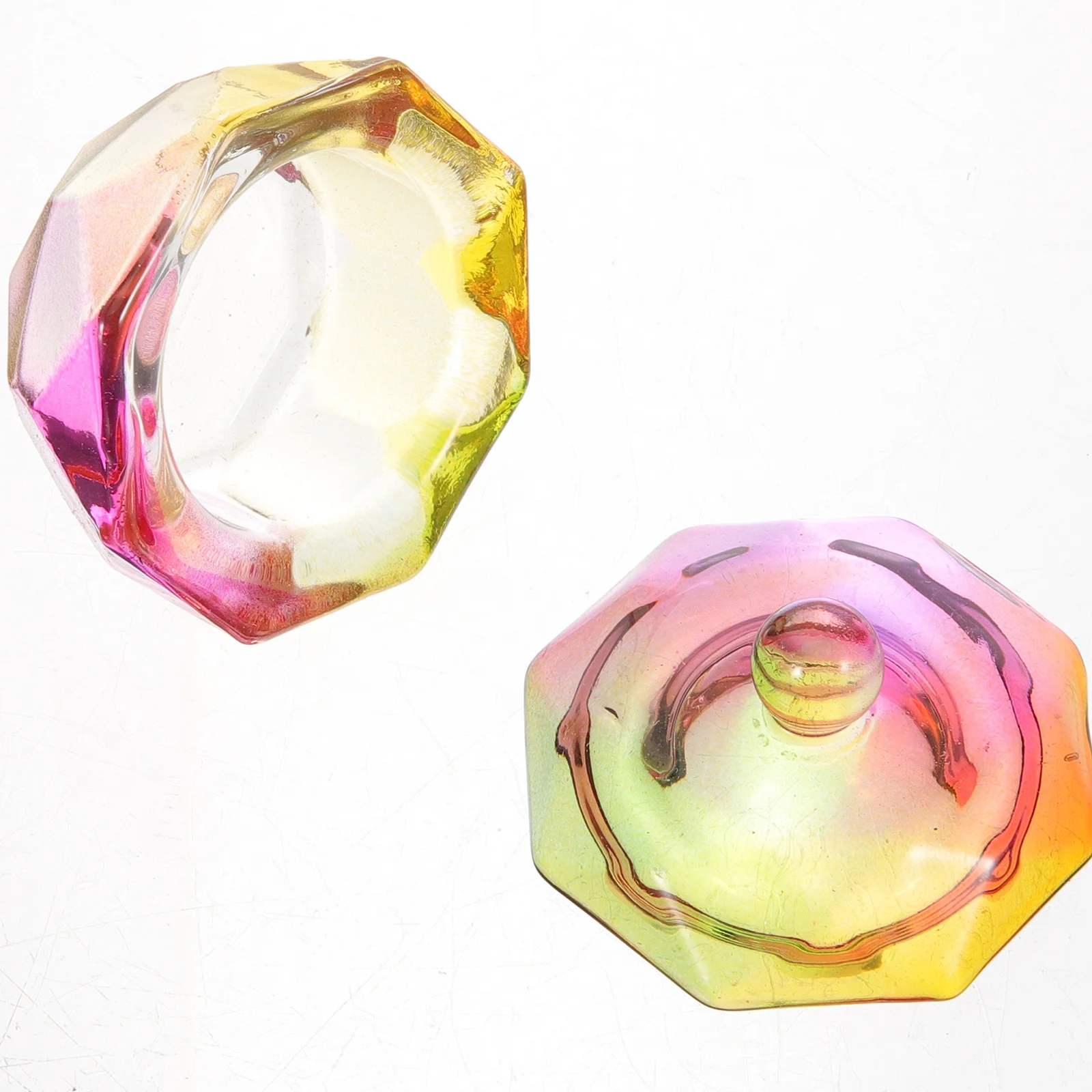 

4Pcs Decorative Glass Nail Dish Cup with Lid Crystal Style for Nail Remover Liquid Dappen Dish Manicure Tools Set