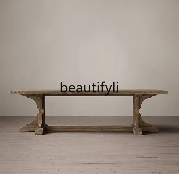 B73 French Country Retro Furniture British Classical Villa Tea Table American Simple Solid Wood Western Dining Table