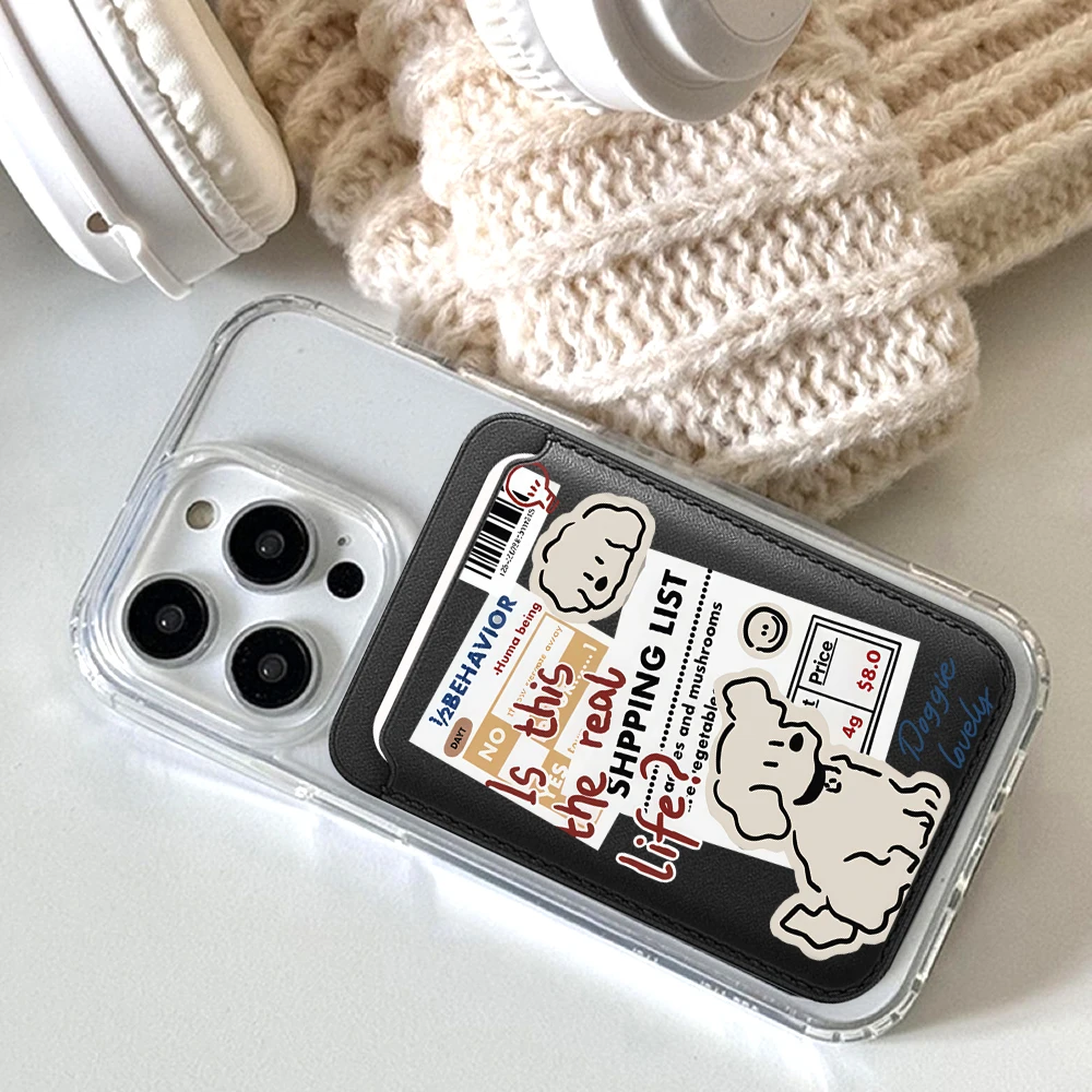 Doggie Lovely Leder-Kartenetui Handyhülle Kartenhalter für Magnetische Hülle Geeignet für alle iPhone Magsafe Karten-Handy-Rückseiten-Taschen – Detail 4
