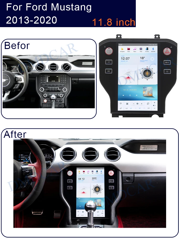 Head Unit Android Auto Car Radio Wireless Carplay For Ford Mustang 2013-2020 Central LCD Touch Screen Multimidia Video Player