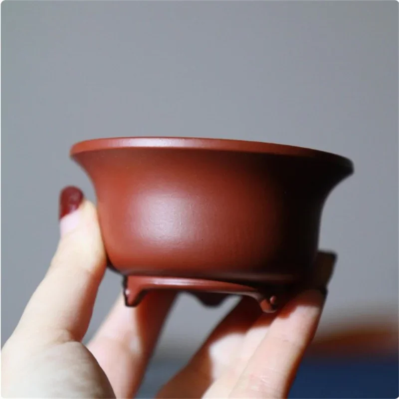 yesCeramic Red Clay Bonsai Pot,Small Flower Moss Planting,Purple Sand,Small Bowl,Indoor,Garden Decoration