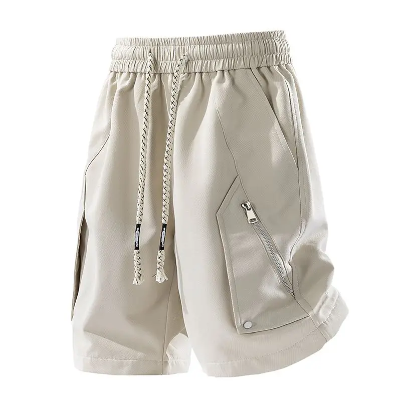 Men's American Style Cargo Shorts Fashion Trendy Loose Casual Sports Five-point Pants with Zipper Pockets Summer Thin