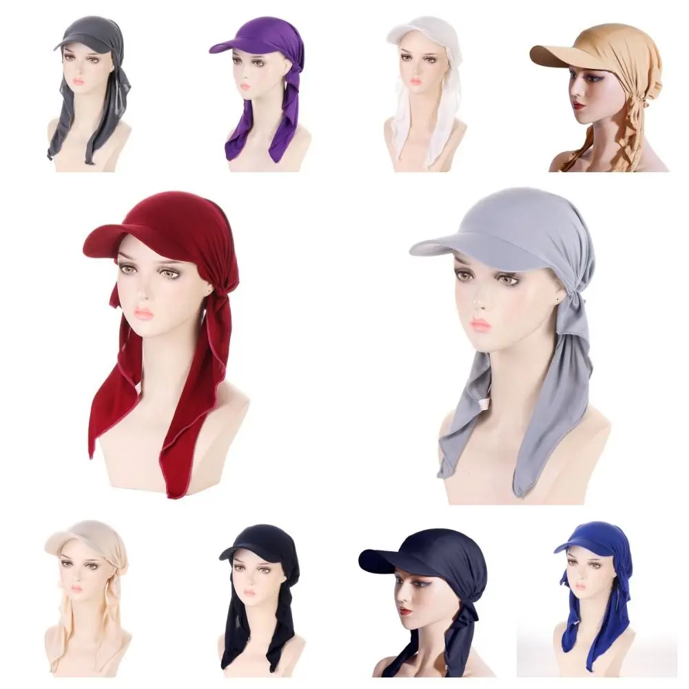 Solid Color Headscarf Baseball Cap Nylon Turban Cap Sunscreen Beach Hats Sunscreen Hat Baseball Hat Hijab Shawl Sports
