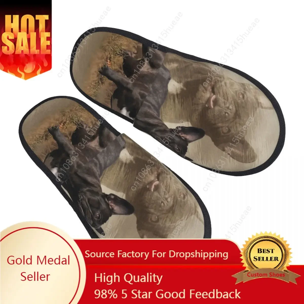 Custom Cool French Bulldog Memory Foam Slippers Women Soft Warm Pet Dog House Slippers