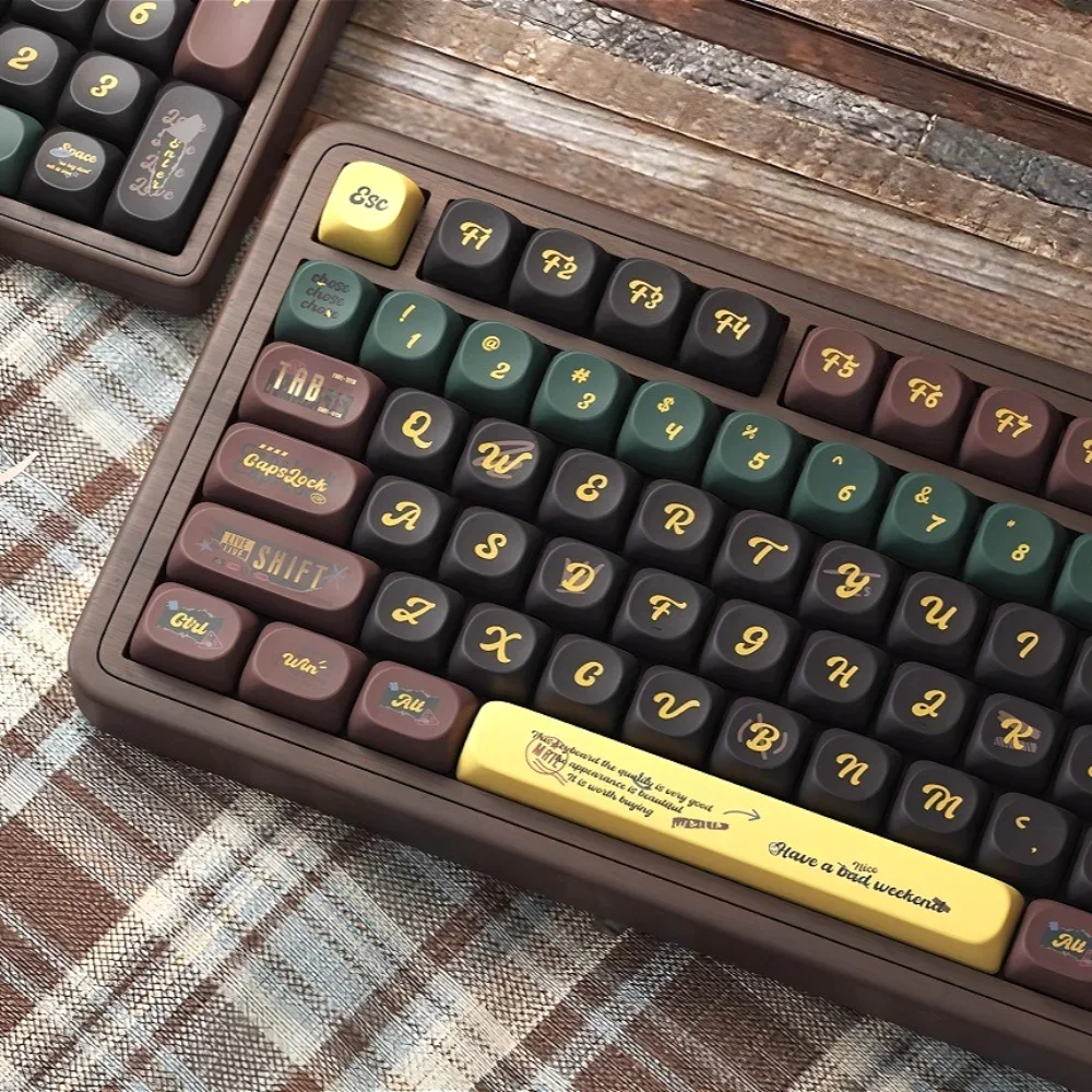 GEFENSI Vintage Splice Keycap Set PBT 125 Keys SOA Height Personalized Keycaps For 61/87/104MX Switch Mechanical Keyboards