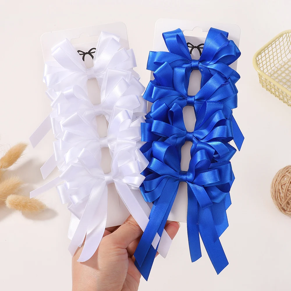 2Pcs Gorgeous Flower Bows Hair Clips Exquisite Tassel Ribbon Hairgripes Girls Party Decoration Hair Accessories - Image 4