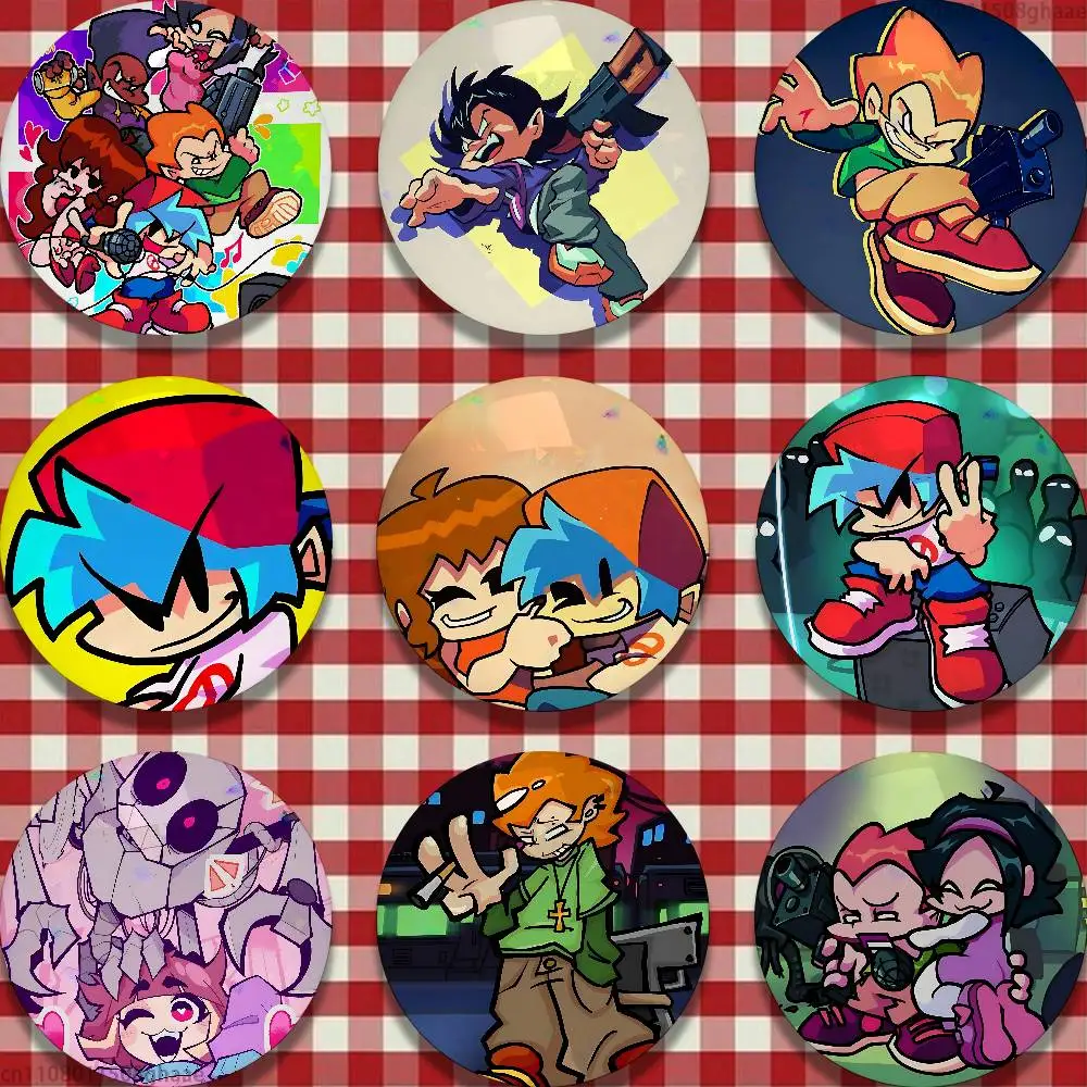 Friday Night F-Funkin Tinplate Enamel Pins Creativity Printed Pictures Text Metal Lapel Badges Brooches