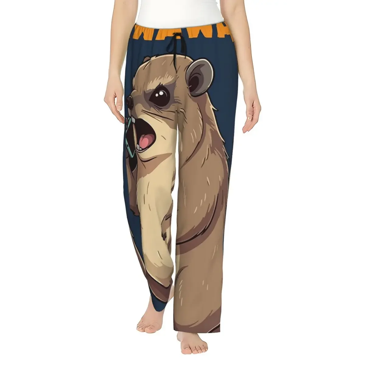 

Женские пижамные брюки Custom Rock Hyrax Awawa On Phone Groundhog Dassi с карманами для дома и сна