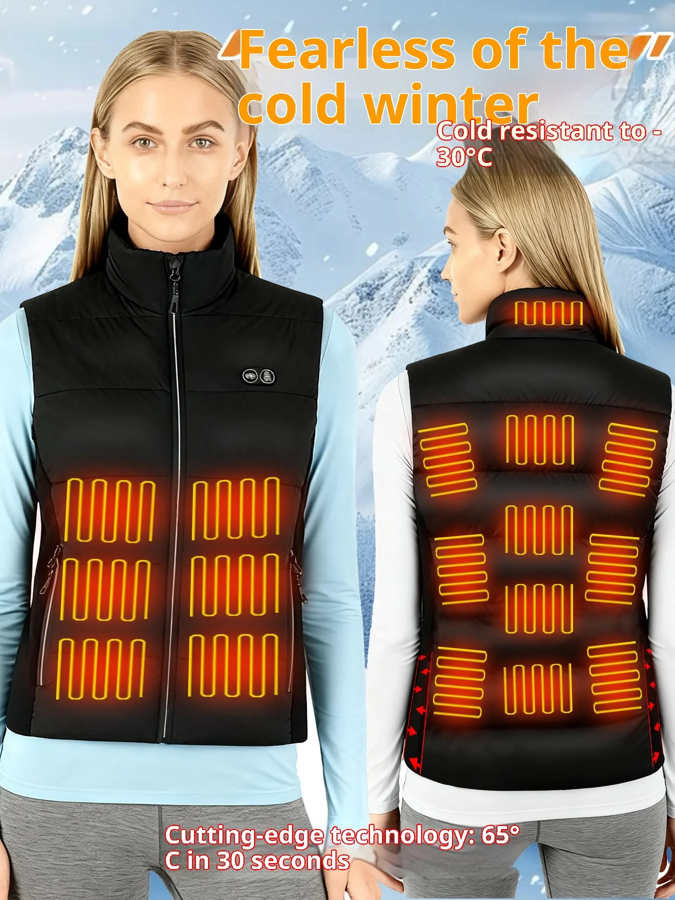 Neue Smart Heizung Weste Männer Frauen 17 Zonen Dual Control Temperatur Fleece Stehkragen USB Elektrische Thermische Winter Weste – Detail 14