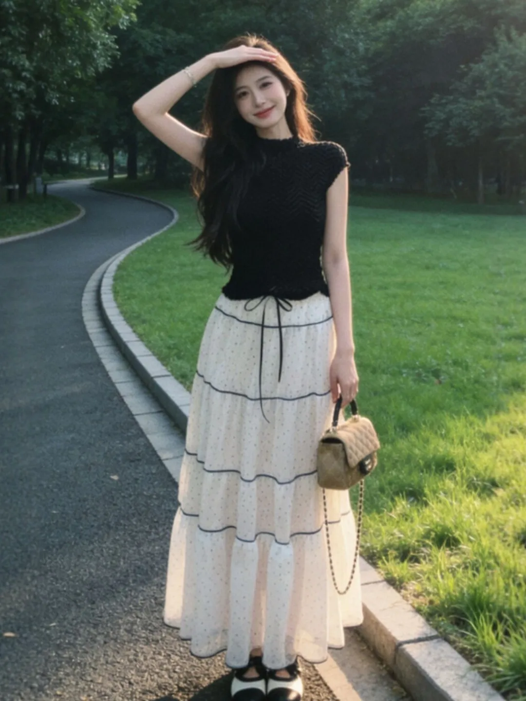 

Korean Style Beautiful Unique Top And Half Skirt Two-Piece Set Elegant Summer New Arrival Short Sleeve High Waist Comfortable