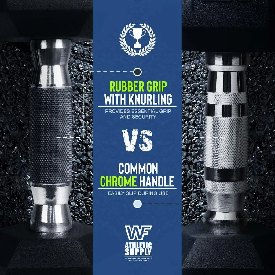 WF إمدادات رياضية المطاط المغلفة عرافة الدمبل مع قبضة مطاطية مقبض احيط لقوة التنغيم العضلات بناء الجسم بالكامل #4