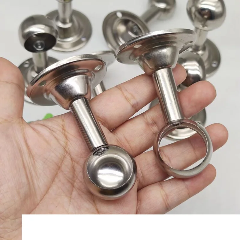 304 Stainless Steel round Head Seat for Towel Clothes Drying Rack Curtain Rod Base Fixed Support Single Pole Tube Cover Method