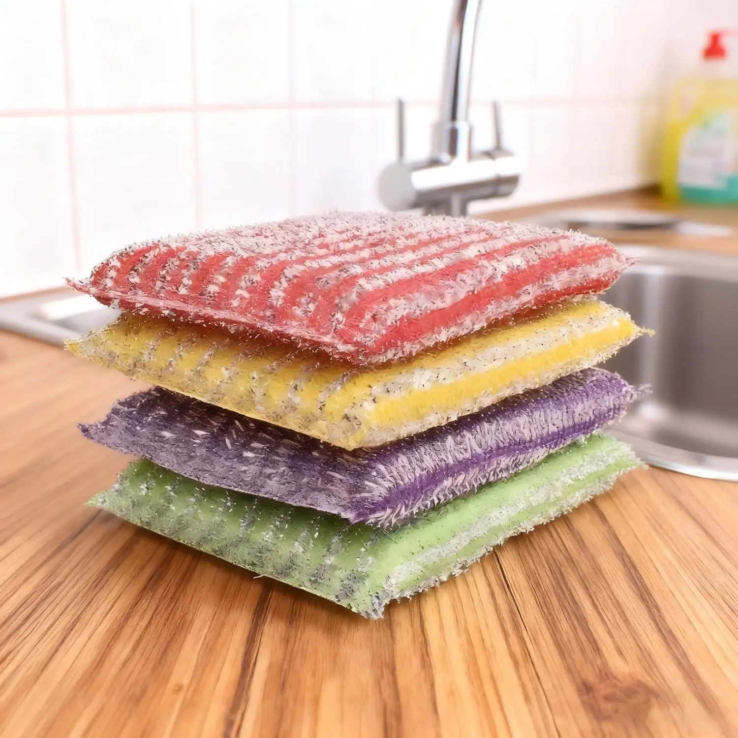 

4/8Pcs Purpose Double Sided Cleaning Sponge Dishwashing Scouring Pad for Kitchen Dish Sink Stove Bathroom Household Supplies