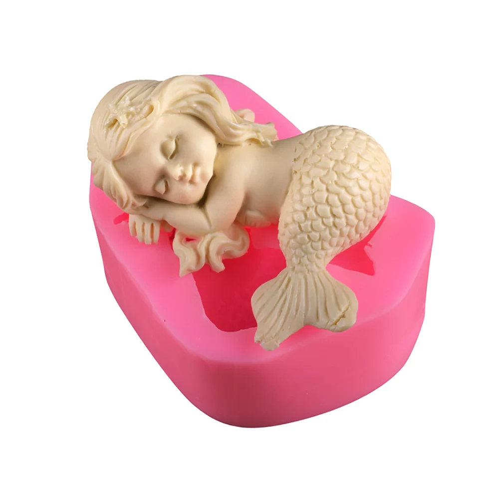 Silicone world 3D Mermaid Silicone Mold DIY Soap Gypsum Clay Resin Mold Chocolate Fondant Cake Decoration Tools Ornament Crafts