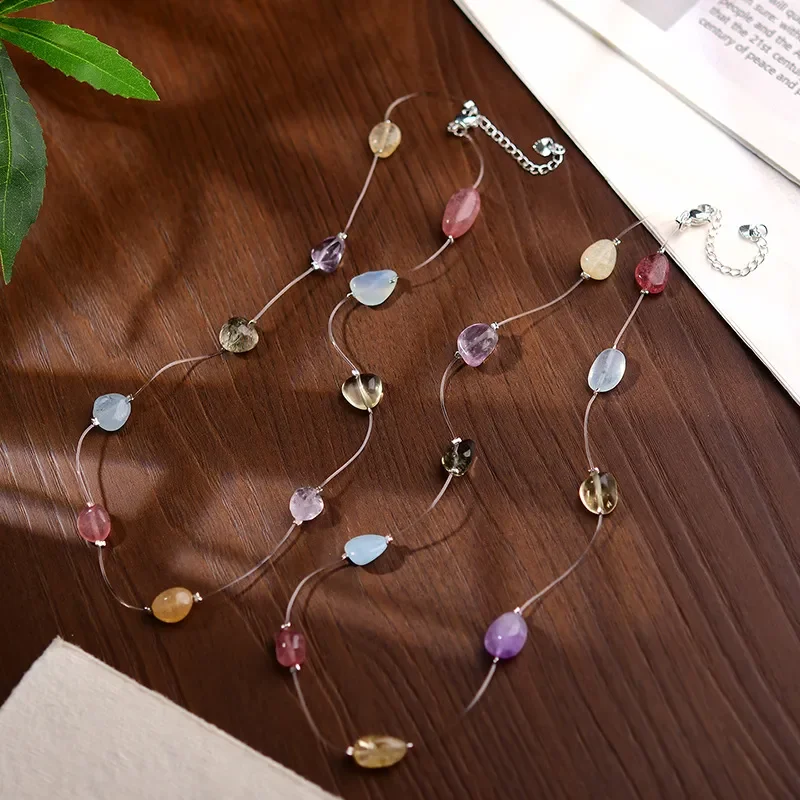 Crystal Necklace Gypsy Crystal Clavicle Chain Holiday Seaside Fresh Beaded Necklace Gypsy Crystal Necklace