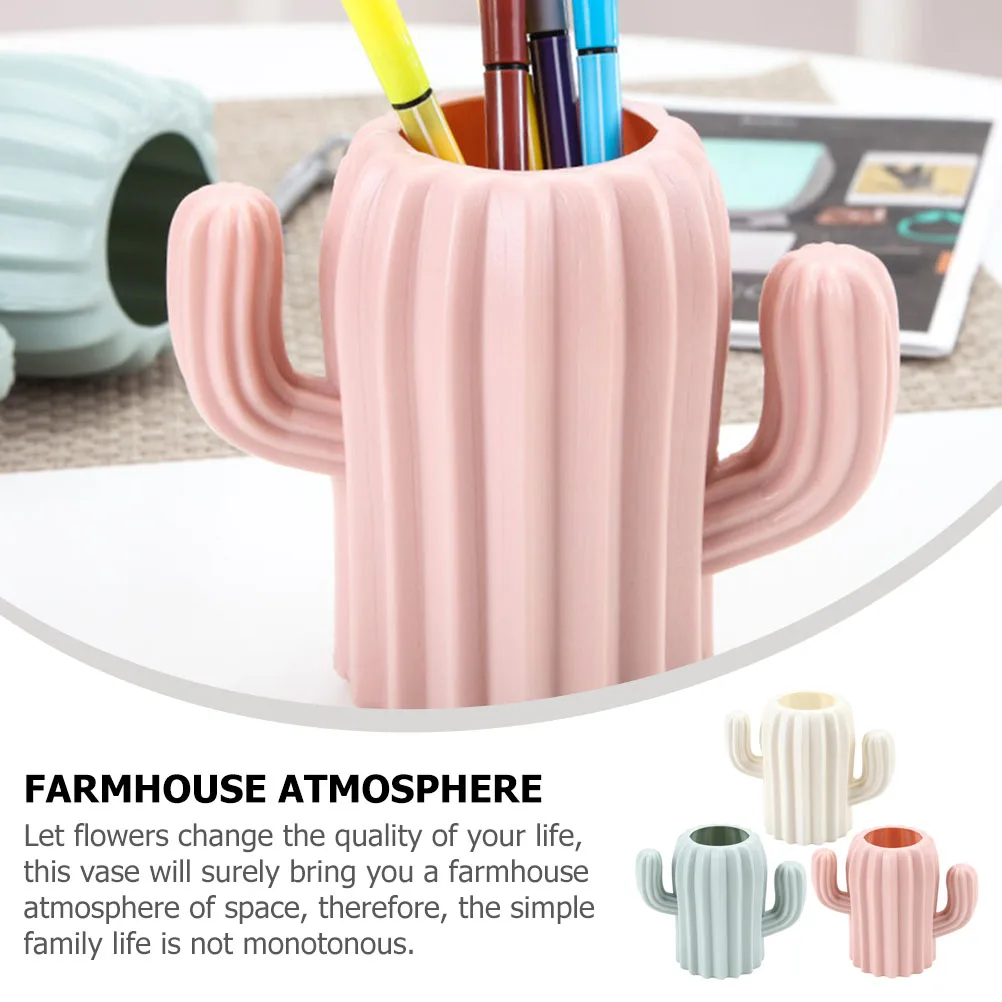 

3Pcs Cactus Pencil Holder Desktop Organizer Pen Storage Bedroom Table Vase Creative Home Decoration Practical Use