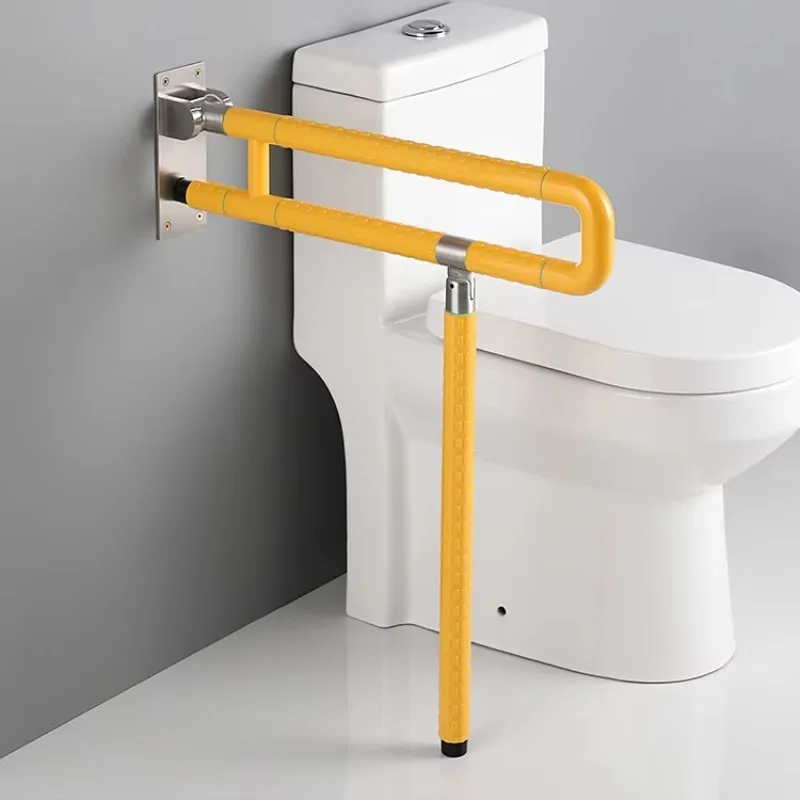 High Quality Plastic Wall-to-Floor Fold-Up Bathroom Disabled Toilet Grab Handrail Safety Grab Bar for Elderly Handicap Users