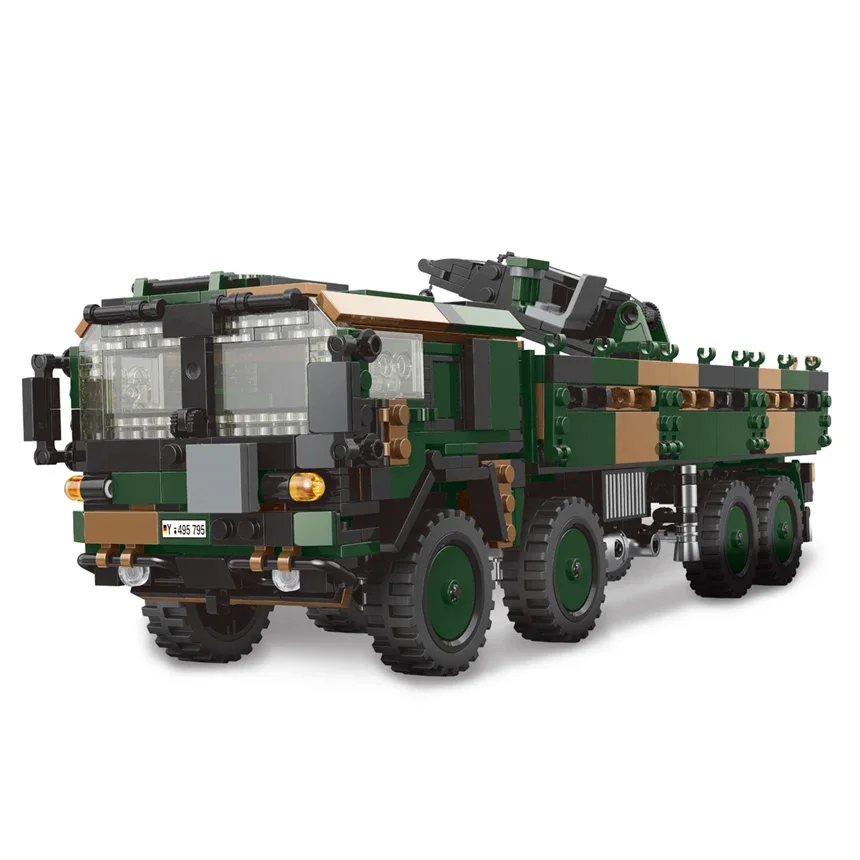 DIY Duitsland Militaire Serie HX-8 Elefant Tractor PZH2000 Kanon Luipaard Tank Lars-2 Rocket Launcher Bouwstenen Bricks