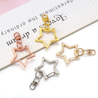 10Pcs Alloy Star Pentagram Hollow Key Chain Swivel Lobster Claw Clasp Five-pointed Star DIY Jewelry Making Keychain Supplies