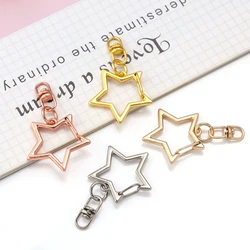 10Pcs Alloy Star Pentagram Hollow Key Chain Swivel Lobster Claw Clasp Five-pointed Star DIY Jewelry Making Keychain Supplies