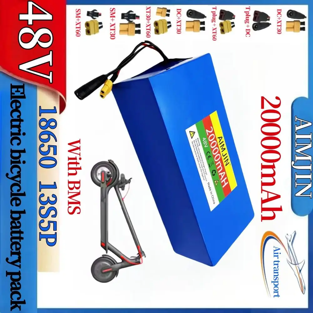 

Высокоемкостный литий-ионный аккумуляторный блок 13S5P 18650 48В 20Ач (до 100Ач), перезаряжаемый, с зарядным устройством, для электросамокатов мощностью 250-1000Вт