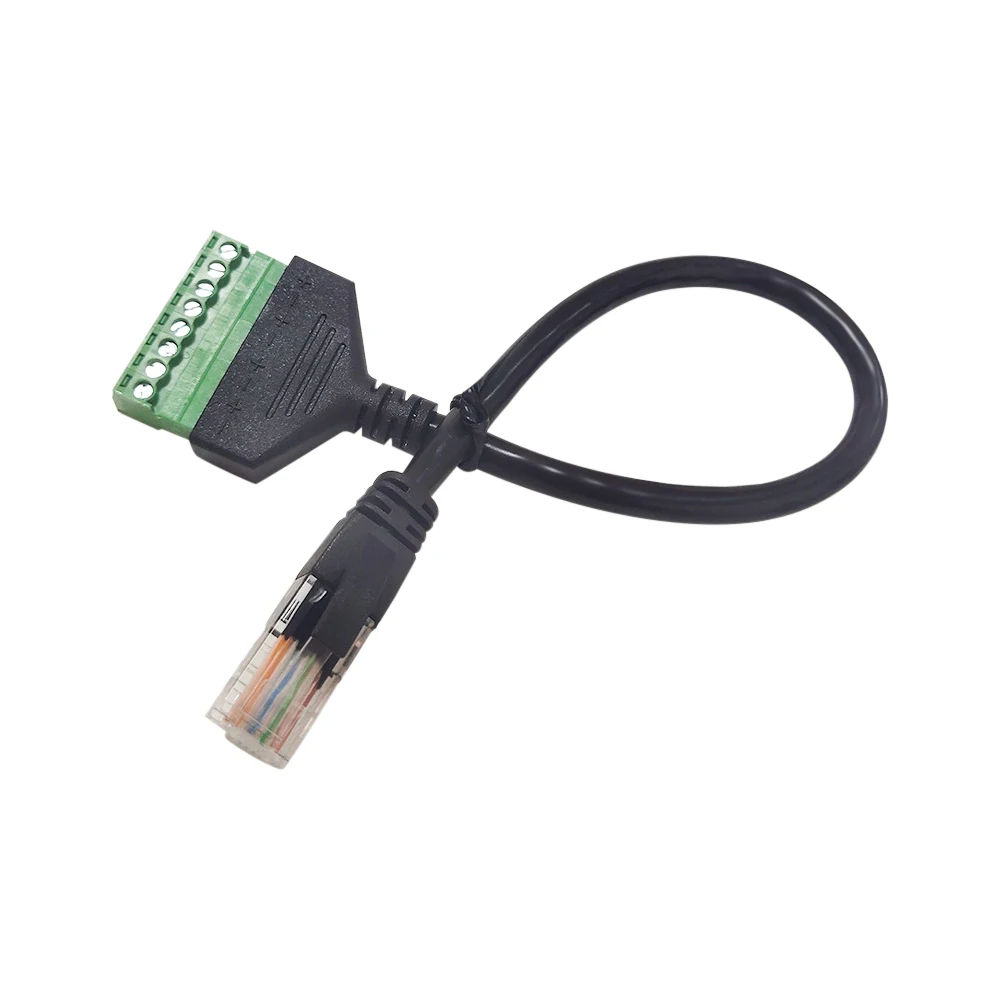 20cm Rj45 to Screw Terminal Block 8p Connector Ethernet rj45 Male Female to 8 pin Screw Terminal Network Adapter Cable for DVR