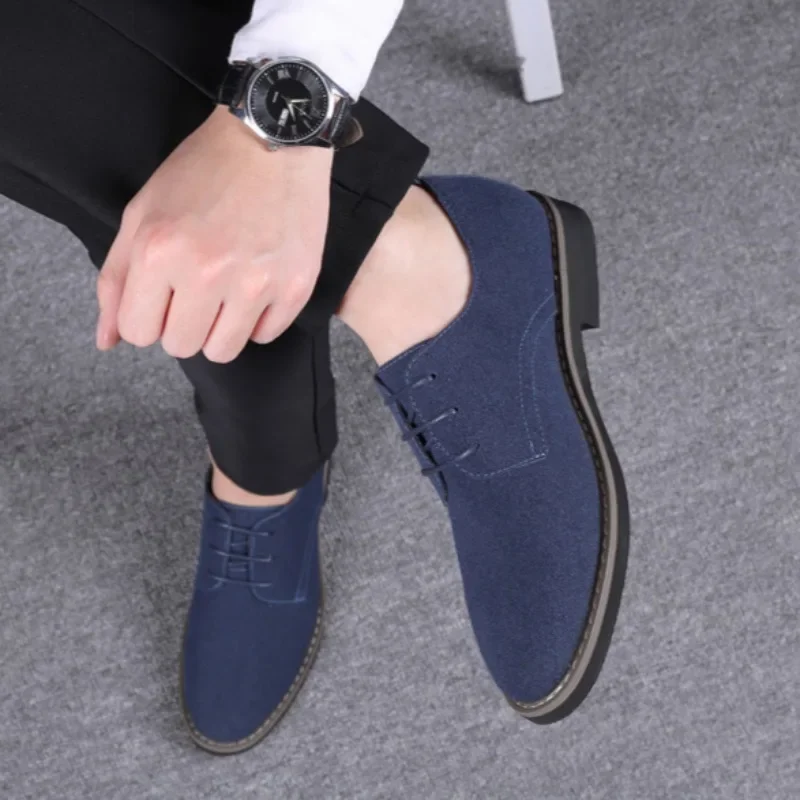 Men\'s Dress Shoes High-quality Suede Leather Casual Shoes Lace Up Oxford Shoes for Men Flats Loafers Large Size Chaussure Homme