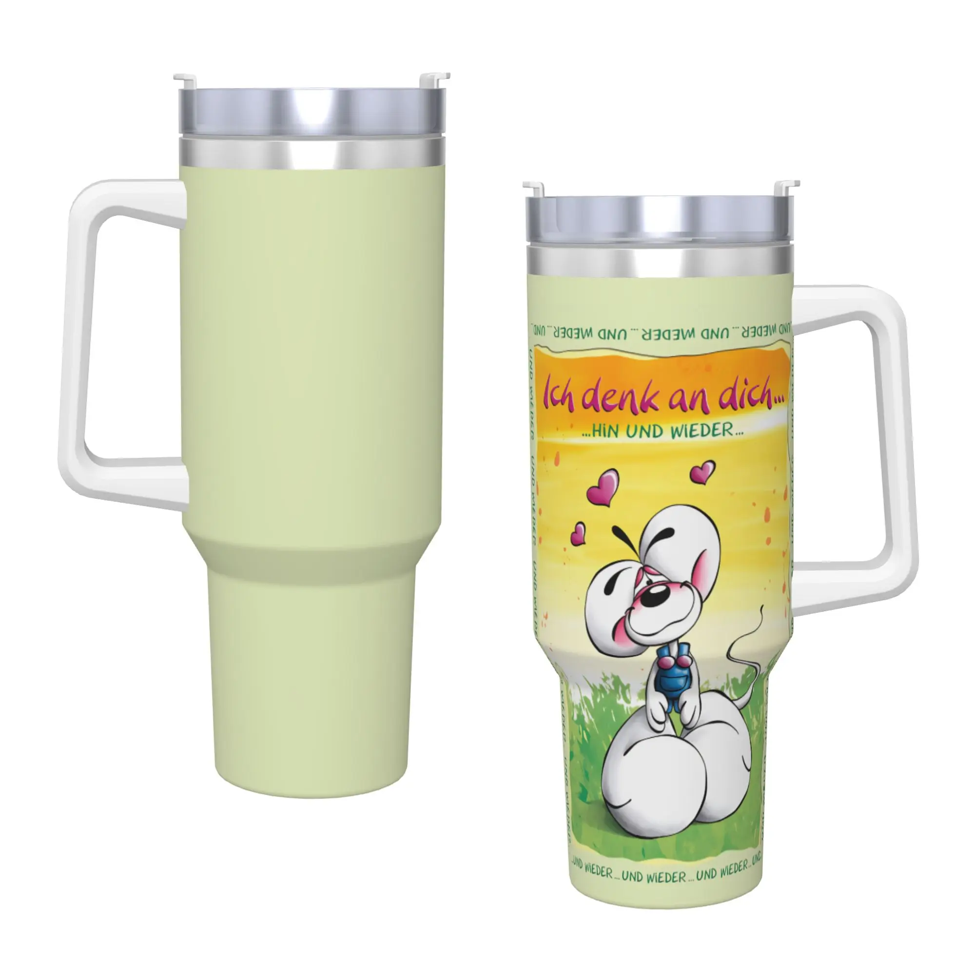 Comic Cartoons Diddl Stainless Steel Tumbler  Travel Thermal Cups With Straws and Lid 40oz Car Mugs Cold Drink Water Bottle