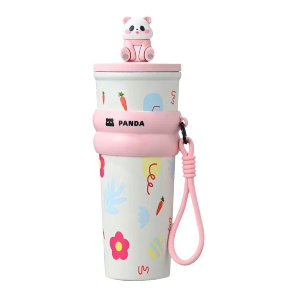 

Portable 316 Stainless Steel Panda Thermos Cup Large Capacity 700ml Insulated Mug with Straw Fall-proof Car Coffee Mug Gift