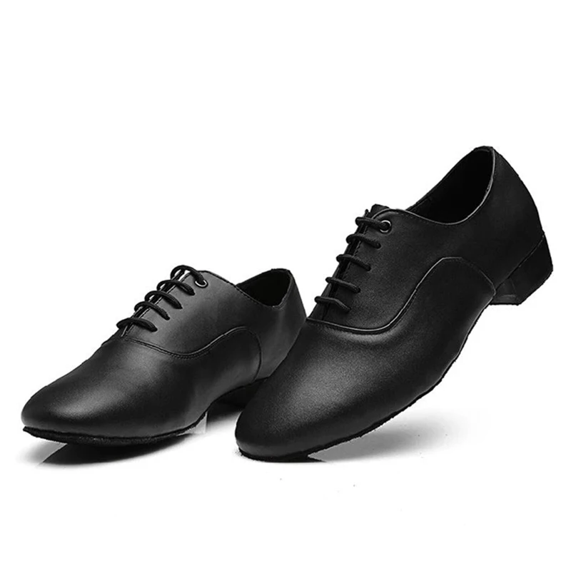 Men Adult Modern Dance Shoes Waltz PU Leather Dance Shoes Low Heel Square Dance Bright Leather Sneaker Dancing Shoes Ballroom