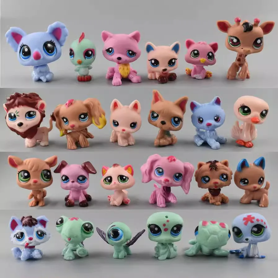 

24pcs/Set Mini Littlest Pet Shop Toys Cute Stands Cat Dog Rare Figure Bobble Head Toy Kitten Collie Spaniel