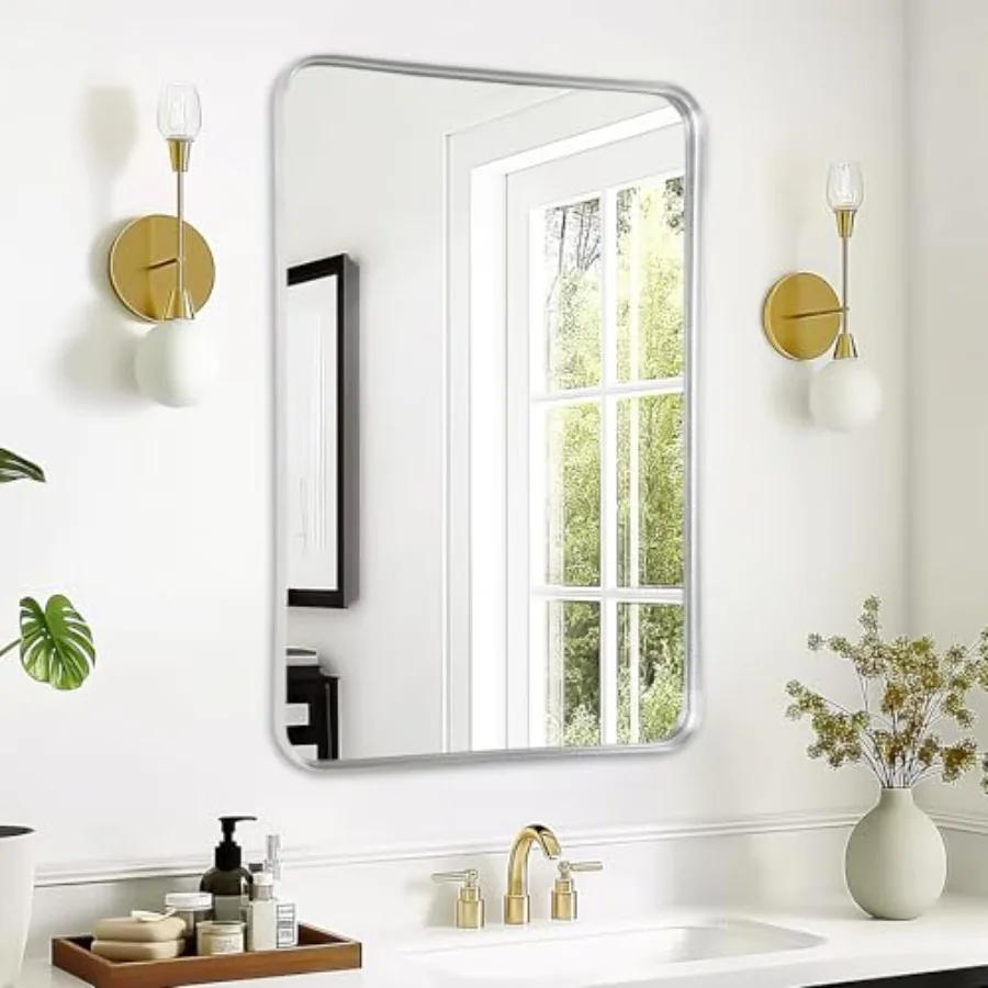 

Зеркало для ванной комнаты настенное - 24x36 дюймов, прямоугольное зеркало в раме для установки над раковиной, с матовой металлической рамой, для туалета/входной зоны