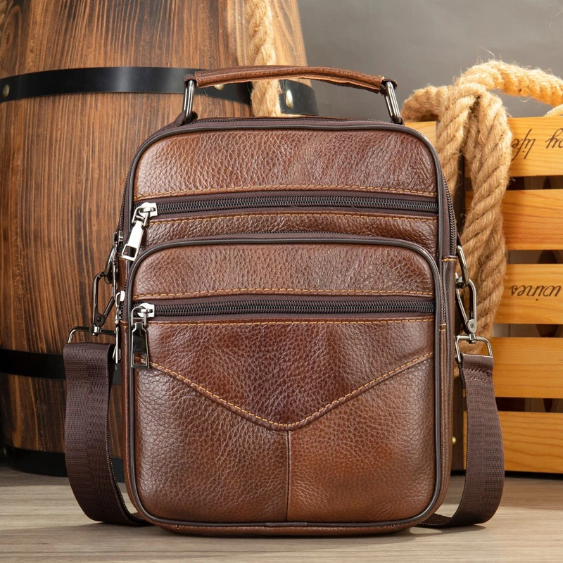 

Nesitu High Quality Vintage Black Brown Coffee Genuine Leather Small Women Men Shoulder Messenger Bag Cowhide Phone Purse m6042
