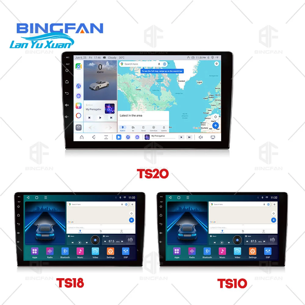 TS10S Android 2 Din 9/10 Inch Touch Screen Car DVD Player 4G LTE Android Radio DSP Wireless Carplay GPS Navigation 8 Core WIFI view 4