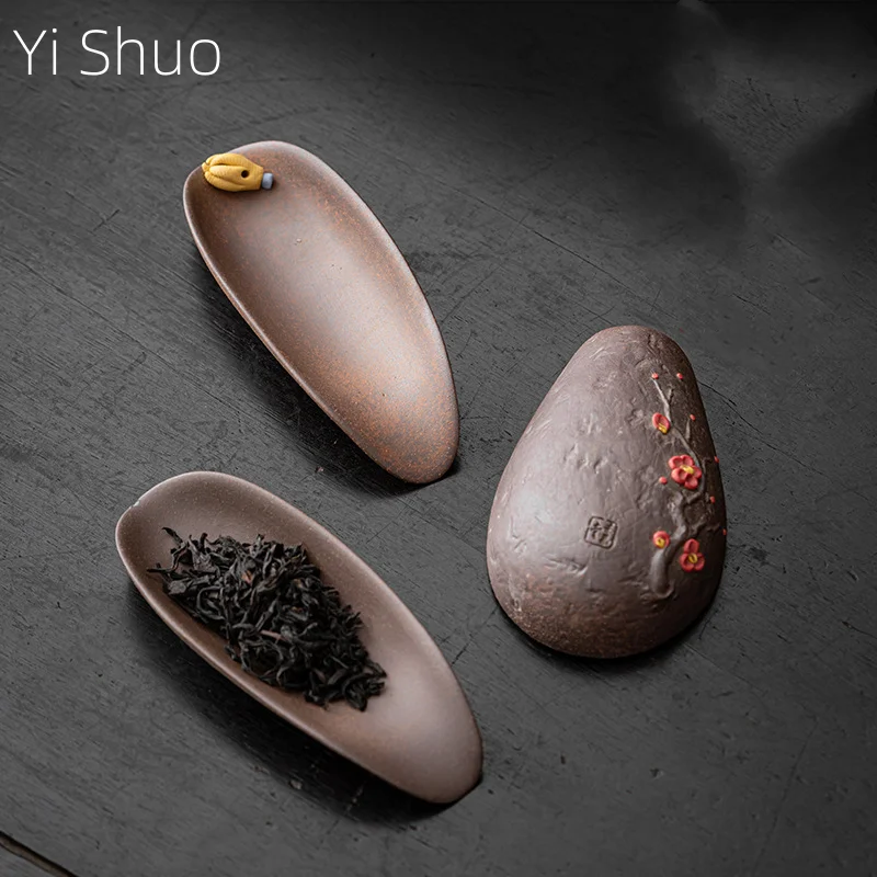 Hand-Kneaded Clay Tea Scoop Tea Shovel Tea Spoon Ceramic Six Gentlemen Accessories Kung Fu Incense Accessories