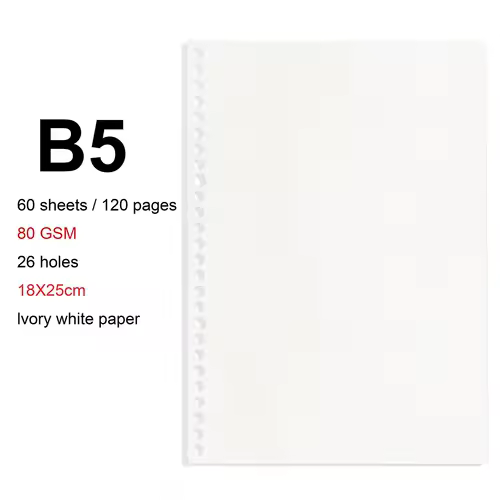 A4/B5/A5 Loose Leaf Refill Binder Notebook Blank/Line/Grid/Cornell Replacable Metal Ring Office&School Supplies Stationery - Image 26